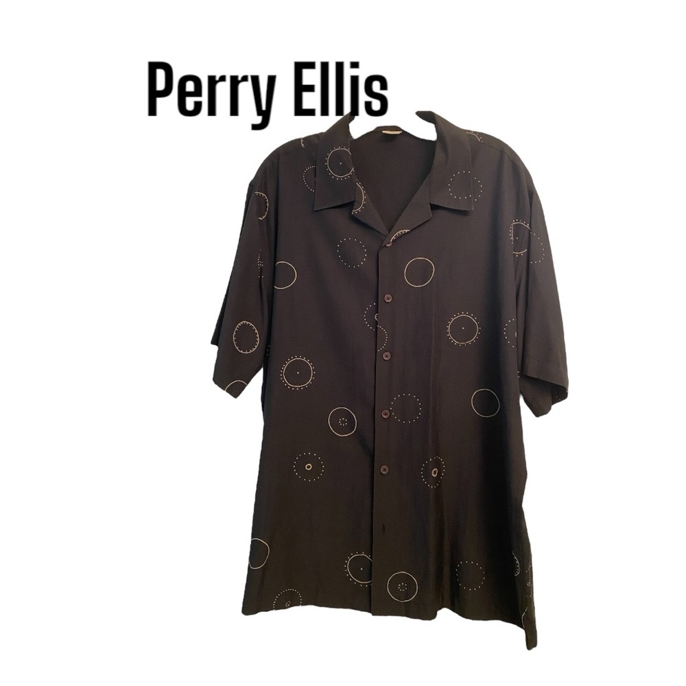 Perry Ellis Black Short Sleeve Shirt L